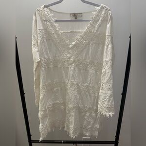 Pranella White Crochet Beach Cover Up